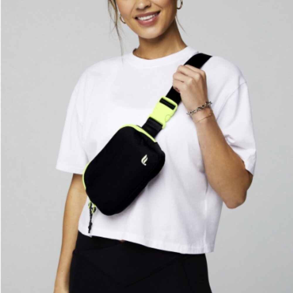Fabletics The Belt Bag in Black & Neon Spark One Size Unisex NWT